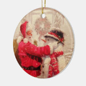 kerstman met Snowman Keramisch Ornament (Links)