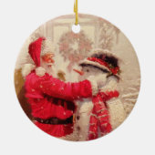 kerstman met Snowman Keramisch Ornament (Achterkant)