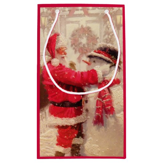  kerstman met Snowman Klein Cadeauzakje (Achterkant)