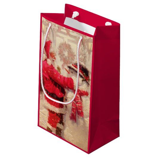  kerstman met Snowman Klein Cadeauzakje (Achterkant Gekanteld)