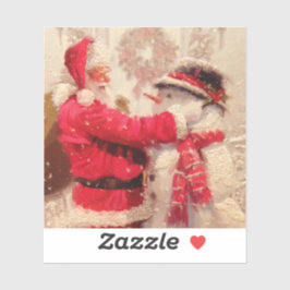  kerstman met Snowman Sticker