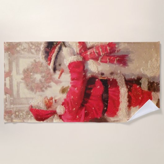  kerstman met Snowman Strandlaken (Voorkant)