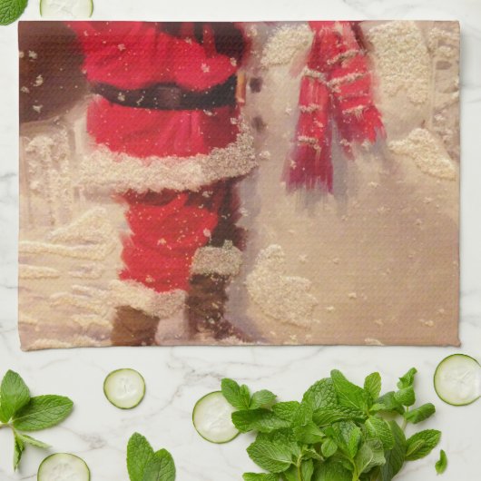 kerstman met Snowman Theedoek (Gevouwen)