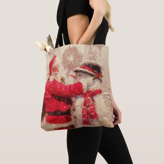  kerstman met Snowman Tote Bag (Dichtbij)