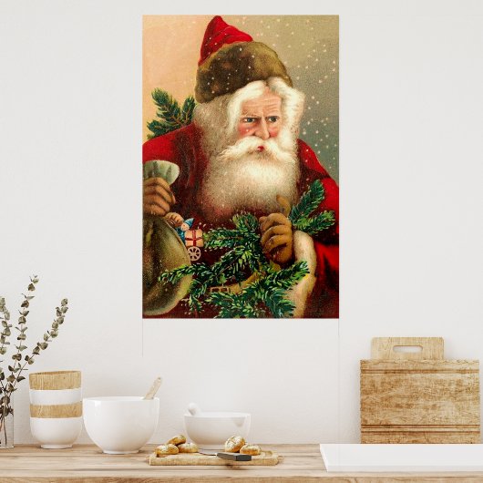  kerstman met speelgoed 2 poster (Keuken)