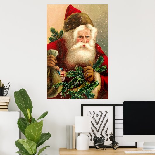  kerstman met speelgoed 2 poster (Thuiskantoor)