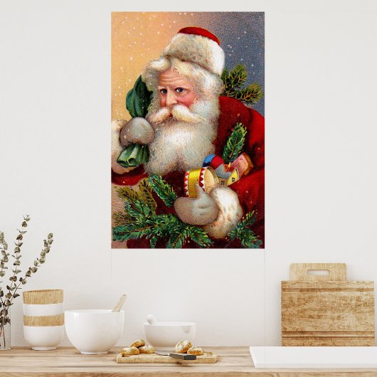 kerstman met speelgoed en draai poster (Keuken)