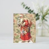  kerstman met speelgoed en kerstboom briefkaart (Staand voorkant)