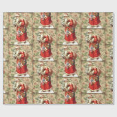  kerstman met speelgoed en kerstboom cadeaupapier (Vlak)