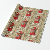  kerstman met speelgoed en kerstboom cadeaupapier (Uitgerold)