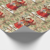 kerstman met speelgoed en kerstboom cadeaupapier (Hoek)