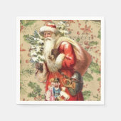  kerstman met speelgoed en kerstboom servet (Voorkant)