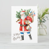 Kerstman met speelgoed en trommel kaart (Staand voorkant)