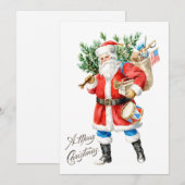 Kerstman met speelgoed en trommel kaart (Voorkant / Achterkant)