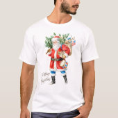 Kerstman met speelgoed en trommel t-shirt (Voorkant)
