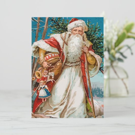  Kerstman met speelgoed Party Kaart (Staand voorkant)