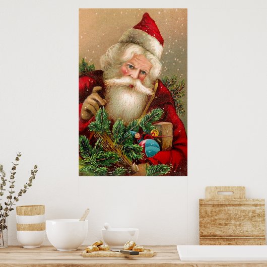  kerstman met speelgoed poster (Keuken)