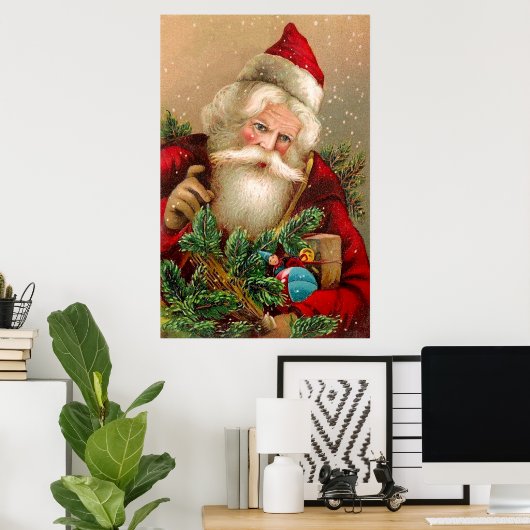  kerstman met speelgoed poster (Thuiskantoor)