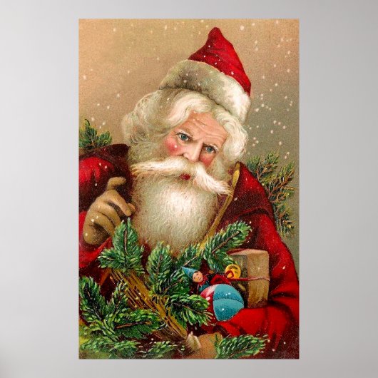  kerstman met speelgoed poster (Voorkant)