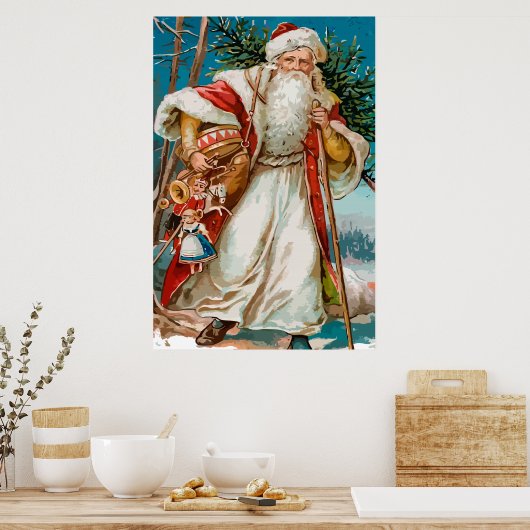 kerstman met speelgoed poster (Keuken)