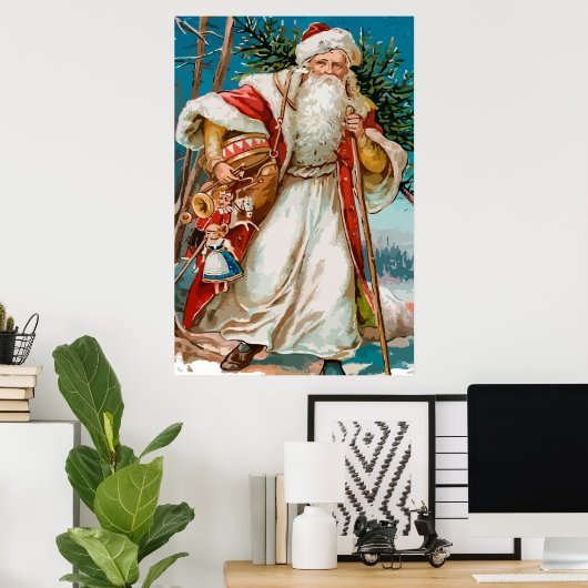  kerstman met speelgoed poster (Thuiskantoor)