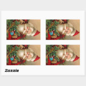  kerstman met speelgoed rechthoekige sticker (Vel)