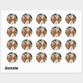 kerstman met speelgoed ronde sticker (Vel)