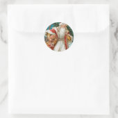 kerstman met speelgoed ronde sticker (Tas)