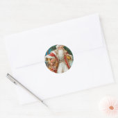 kerstman met speelgoed ronde sticker (Envelop)