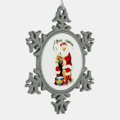  kerstman met speelgoed tin sneeuwvlok ornament (Links)