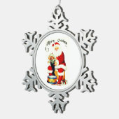  kerstman met speelgoed tin sneeuwvlok ornament (Rechts)