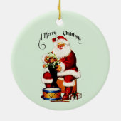 Kerstman met speelgoed Vrolijk Kerstfeest Keramisch Ornament (Achterkant)