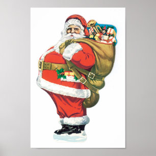 kerstman met speelgoedzak poster