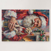 Kerstman met Sphynx-kat Kerstkunst Legpuzzel (Horizontaal)
