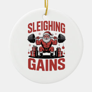 Kerstman met spierwinst Kerstmis Keramisch Ornament