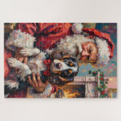 Kerstman met Springer Spaniel Kerst Kunst Legpuzzel (Horizontaal)