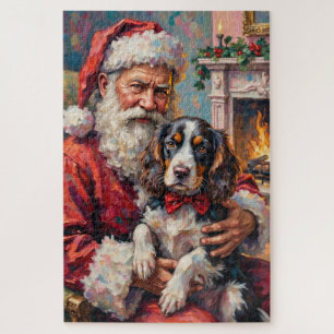 Kerstman met Springer Spaniel Kerst Kunst Legpuzzel