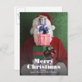 Kerstman met stapel geschenken feestdagenkaart (Voorkant / Achterkant)