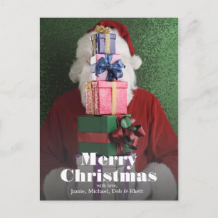 Kerstman met stapel geschenken feestdagenkaart