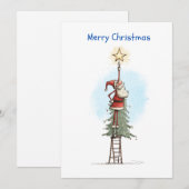 Kerstman met ster feestdagenkaart (Voorkant / Achterkant)