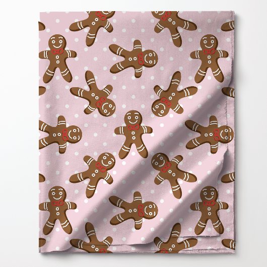 Kerstman met stippen op roze kerststof stof