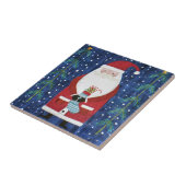 Kerstman met Stocking Tegeltje (Zijkant)
