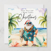 Kerstman met Surven Board van Hawaii Christmas Feestdagenkaart (Voorkant)