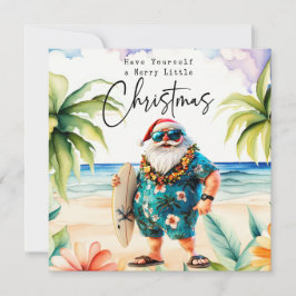 Kerstman met Surven Board van Hawaii Christmas Feestdagenkaart
