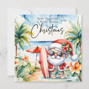 Kerstman met Surven Board van Hawaii Christmas Feestdagenkaart