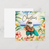 Kerstman met Surven Board van Hawaii Christmas Feestdagenkaart (Voorkant / Achterkant)