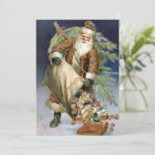  kerstman met tas van Cadeaus Feestdagenkaart (Staand voorkant)