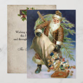  kerstman met tas van Cadeaus Feestdagenkaart (Voorkant / Achterkant)