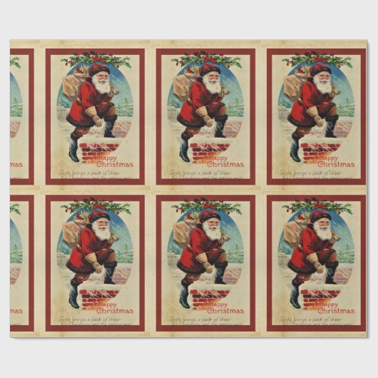 kerstman met tas voor kerstmis cadeaupapier (Vlak)