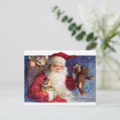 Kerstman met Teddy en Krampus in een doos Feestdagenkaart (Staand voorkant)
